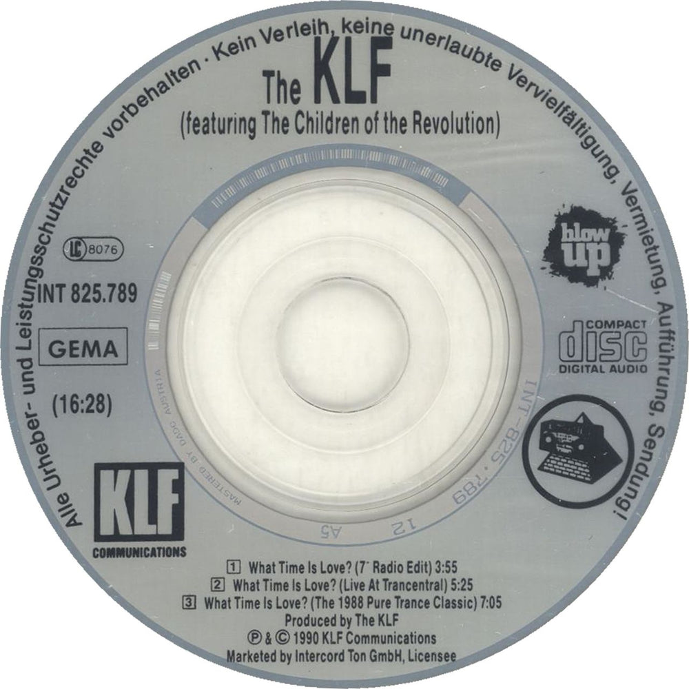 KLF What Time Is Love? (Live At Trancentral) German 3" CD single (CD3) KLFC3WH64860