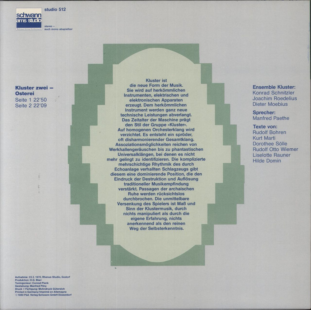 Kluster Zwei-osterei German vinyl LP album (LP record)