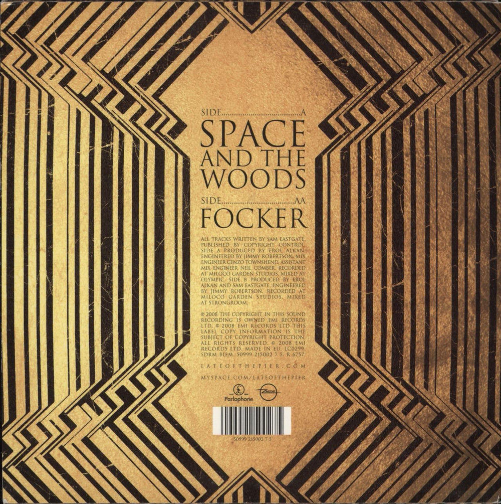 Late Of The Pier Space And The Woods / Focker UK 7" vinyl single (7 inch record / 45) 5099921500275