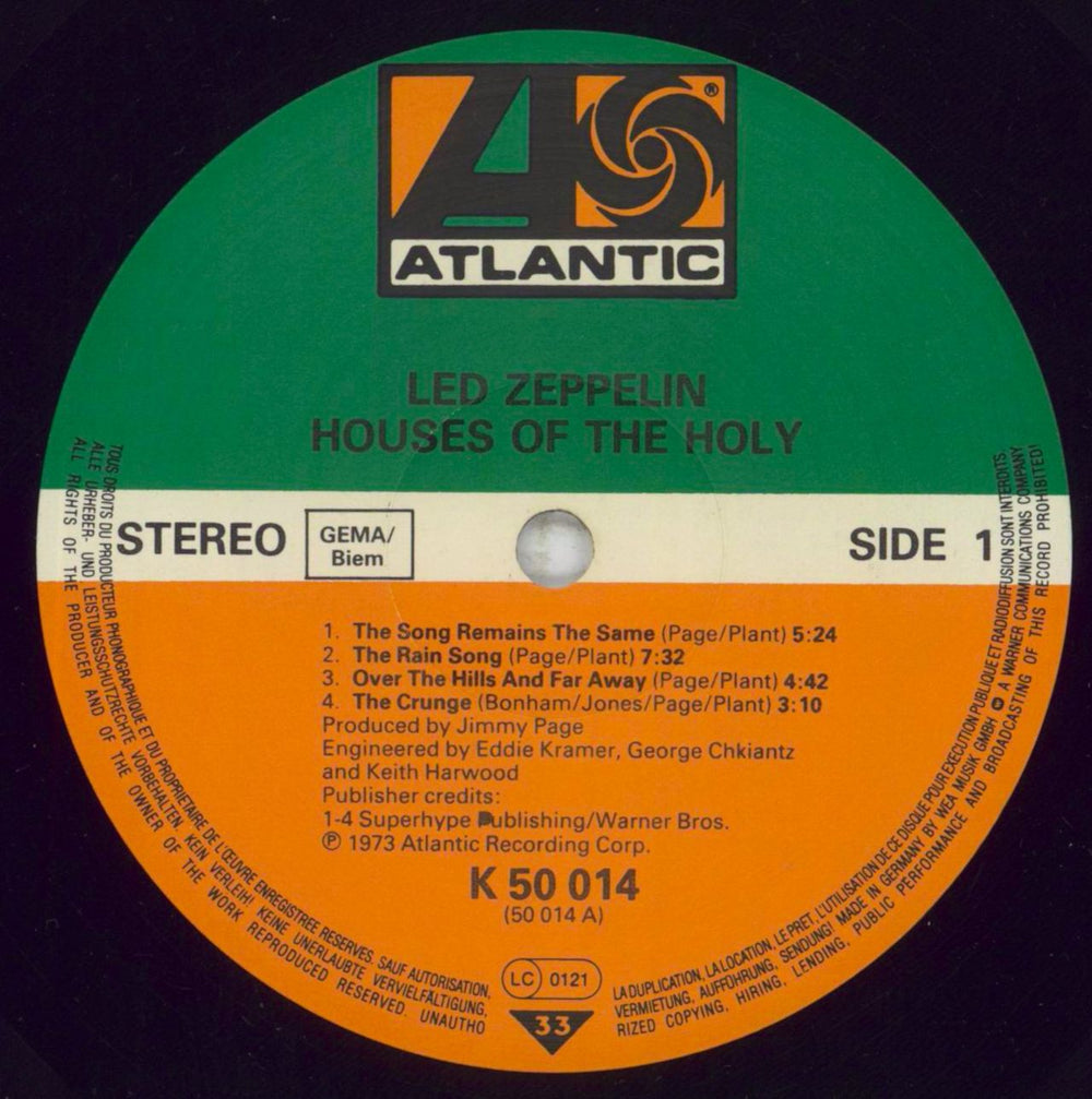 Led Zeppelin Houses Of The Holy + Belly Band German vinyl LP album (LP record) ZEPLPHO448269