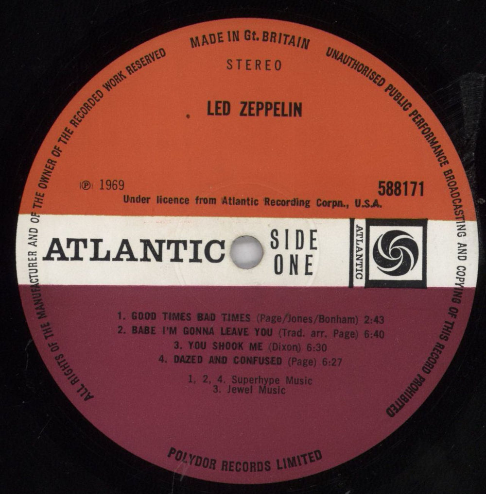 Led Zeppelin Led Zeppelin - 1st [B] - VG UK vinyl LP album (LP record) ZEPLPLE756194