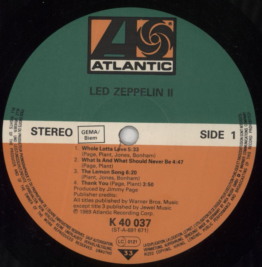 Led Zeppelin Led Zeppelin II - 80s German vinyl LP album (LP record) ZEPLPLE573662