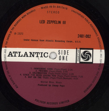 Led Zeppelin Led Zeppelin III - 2nd - Head Hunters Inner - VG UK vinyl LP album (LP record) ZEPLPLE849330