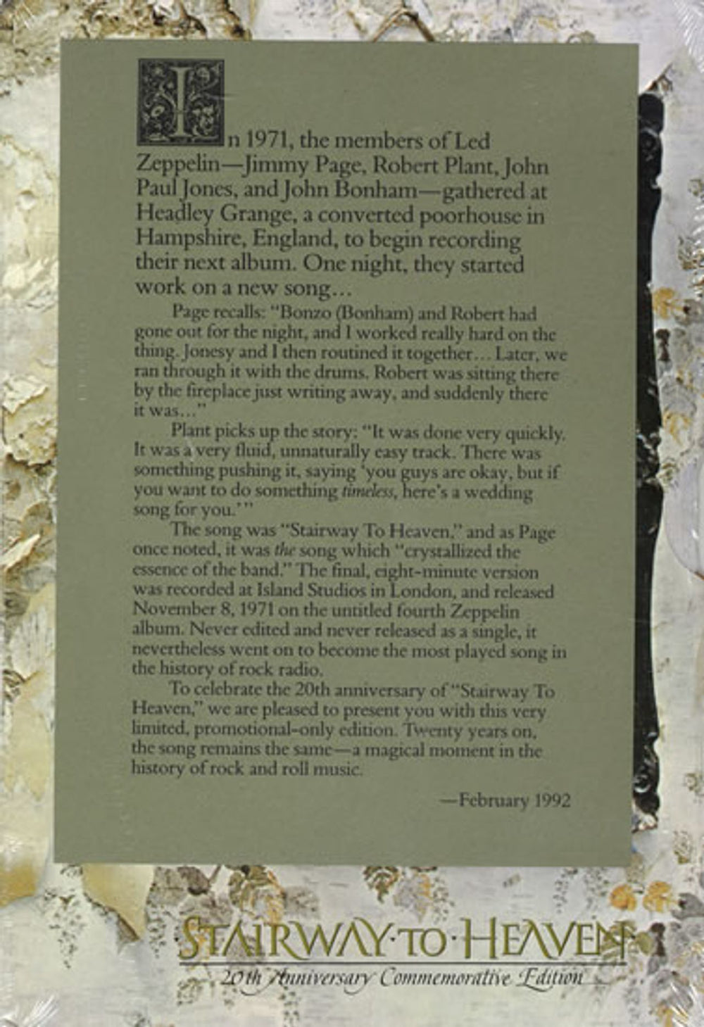 Led Zeppelin Stairway To Heaven - Sealed US Promo 7" vinyl single (7 inch record / 45) PRCD4424-2