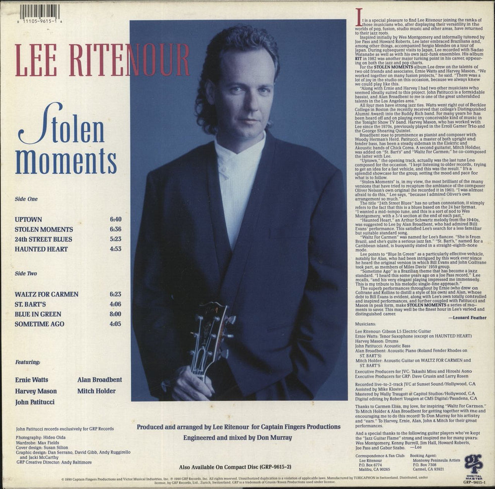 Lee Ritenour Stolen Moments Swiss vinyl LP album (LP record) 011105961516