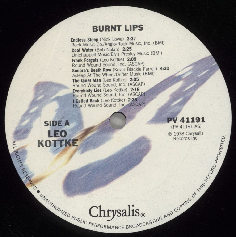 Leo Kottke Burnt Lips US vinyl LP album (LP record) KTTLPBU880823