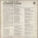 Leonard Cohen Songs Of Leonard Cohen - 1st - A1/B1 - VG UK vinyl LP album (LP record)