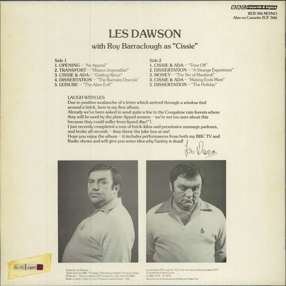 Les Dawson Laugh With Les UK vinyl LP album (LP record)