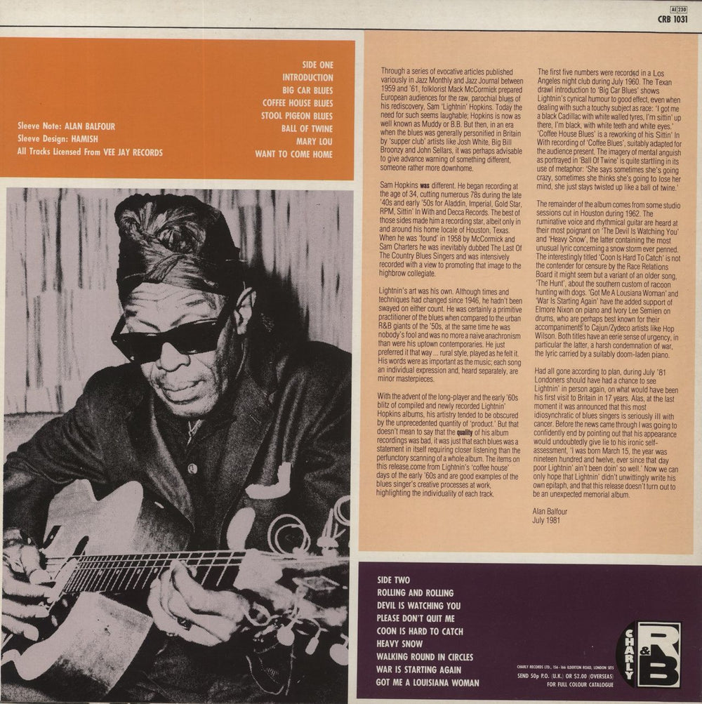 Lightnin' Hopkins Lightnin' Strikes Back UK vinyl LP album (LP record)