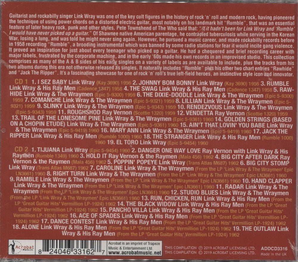 Link Wray The Link Wray Collection 1956-62 - Sealed UK 2 CD album set (Double CD)