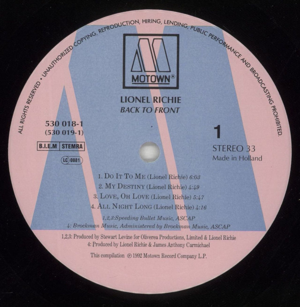 Lionel Richie Back To Front - Stickered Sleeve Dutch 2-LP vinyl record set (Double LP Album) LNR2LBA868200