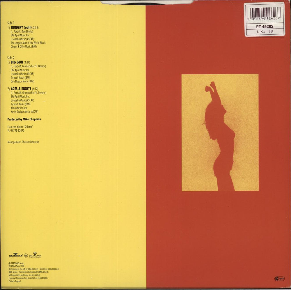 Lita Ford Hungry + Poster UK 12" vinyl single (12 inch record / Maxi-single) 5012394926267