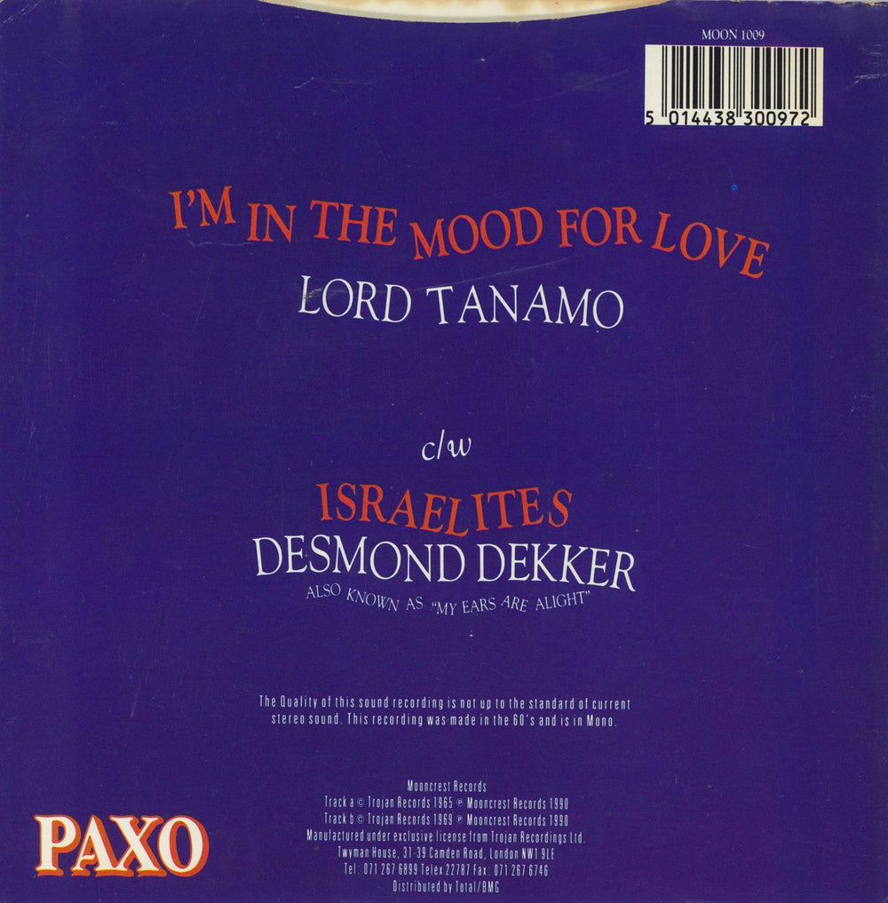 Lord Tanamo I'm In The Mood For Love UK 7" vinyl single (7 inch record / 45) 5014438300972