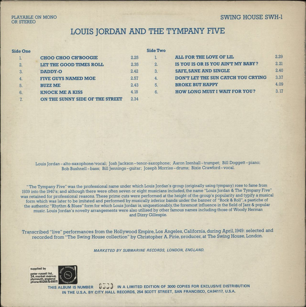 Louis Jordan Prime Cuts UK vinyl LP album (LP record)