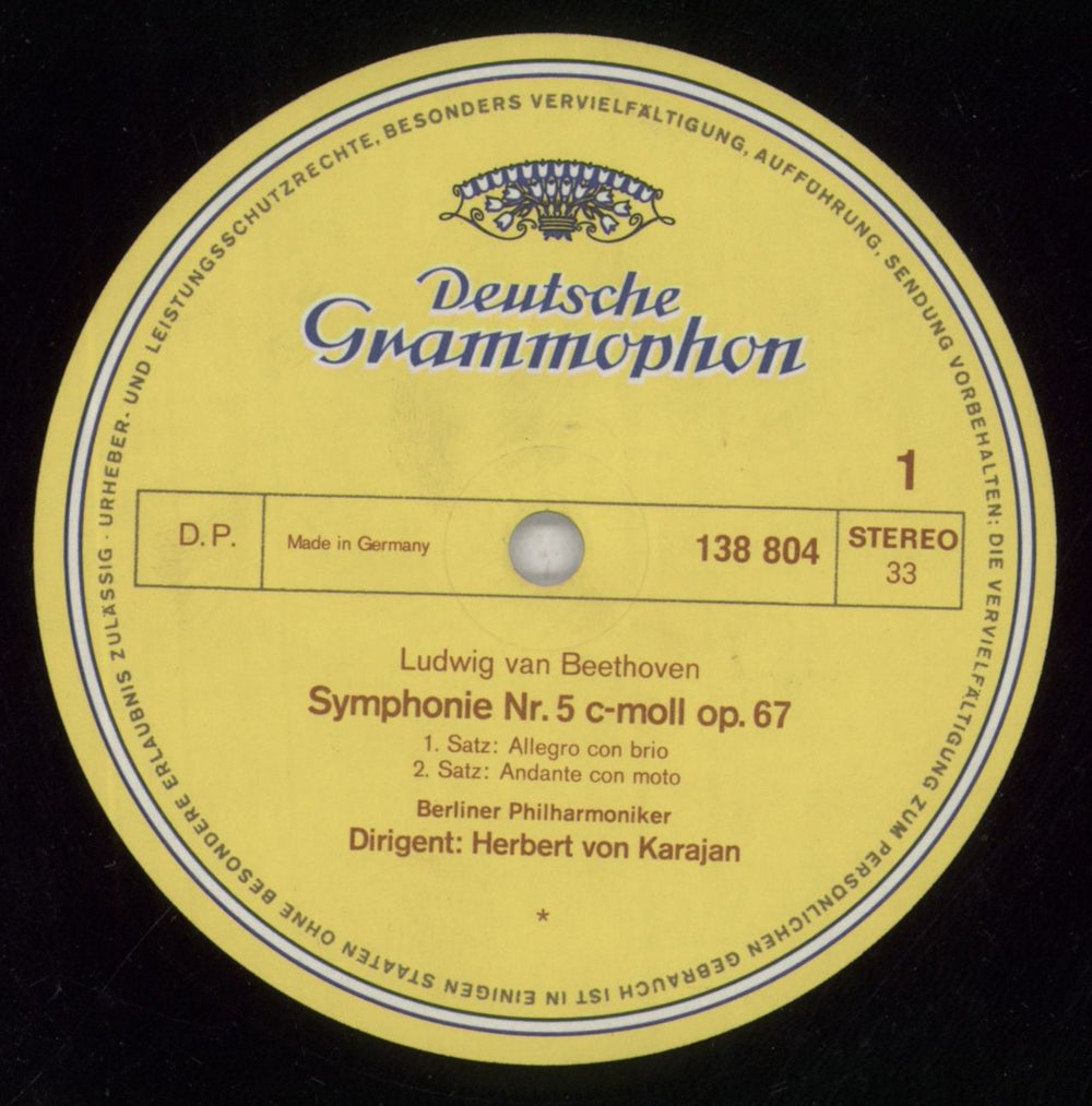 Ludwig Van Beethoven Symphony No. 5 German vinyl LP album (LP record) LVBLPSY850129