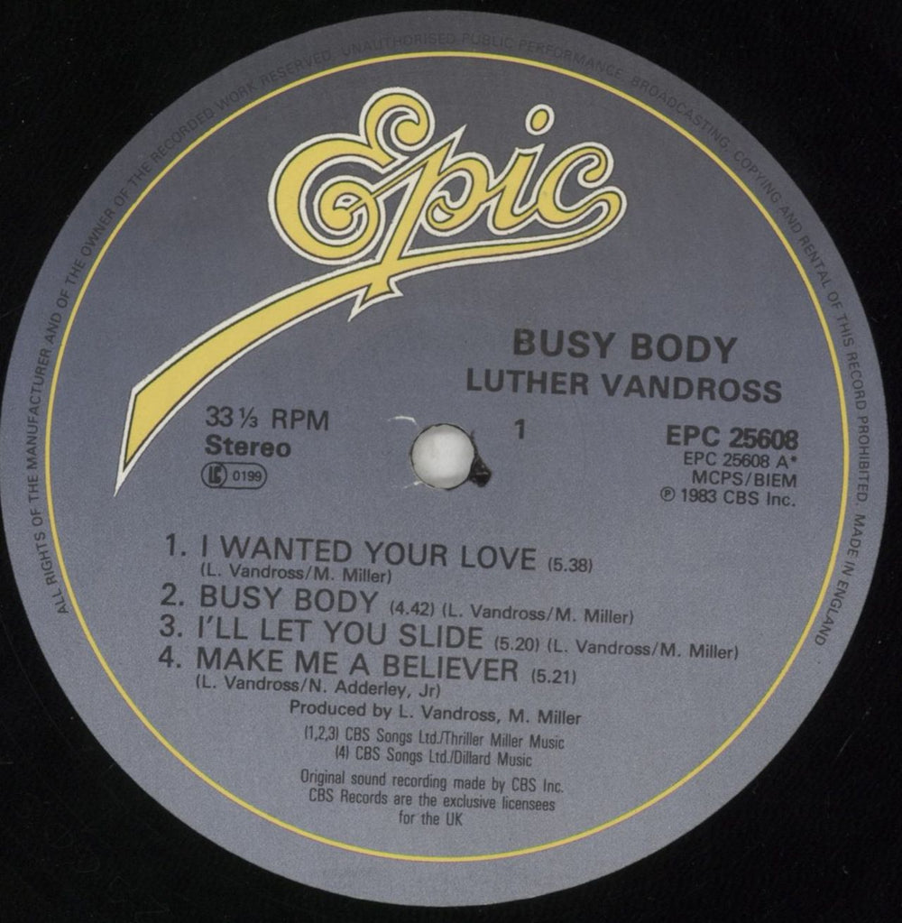 Luther Vandross Busy Body UK vinyl LP album (LP record) LUTLPBU240860