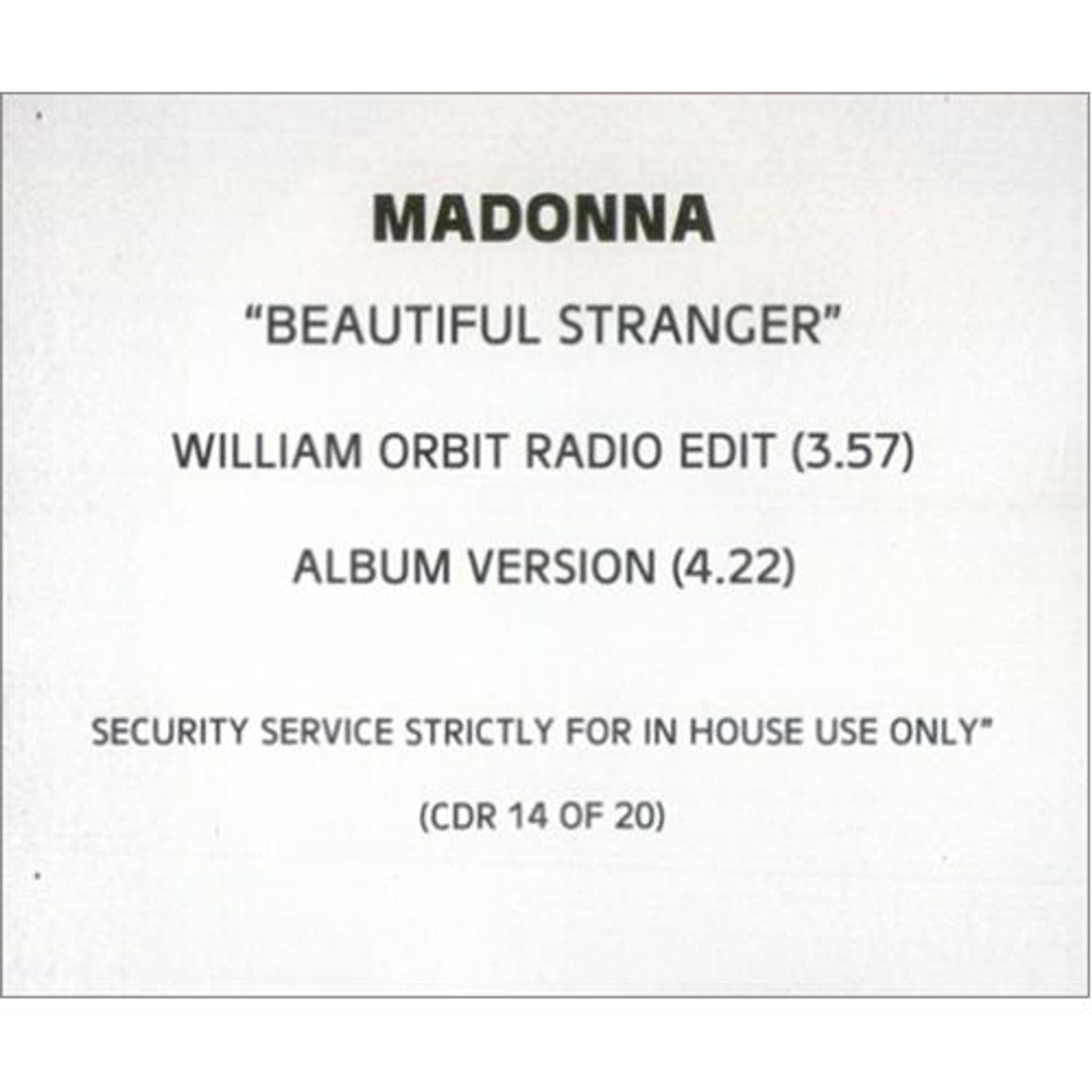 Madonna Beautiful Stranger - Security Coded UK CD-R acetate CD ACETATE