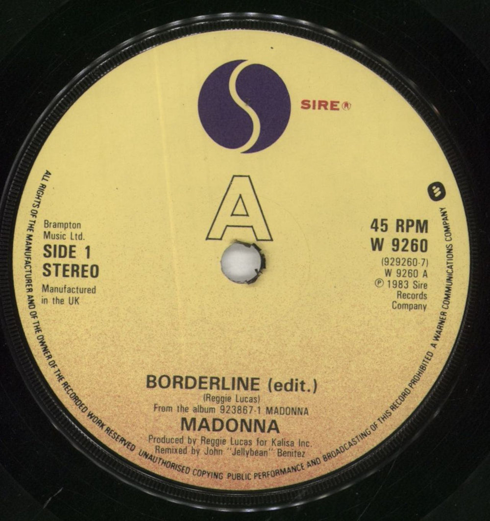 Madonna Borderline - 1st - Solid - Card Sleeve UK 7" vinyl single (7 inch record / 45) MAD07BO35630