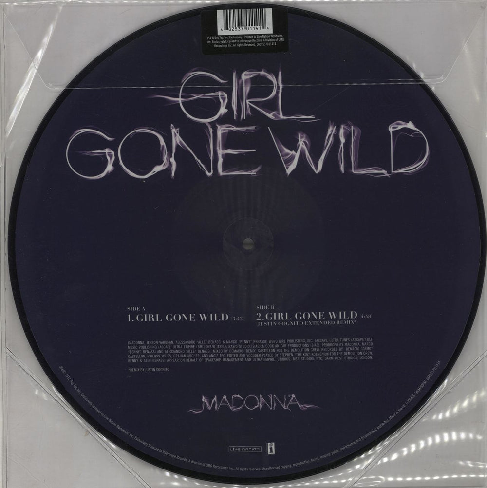 Madonna Girl Gone Wild UK 12" vinyl picture disc (12 inch picture record) MAD2PGI559353