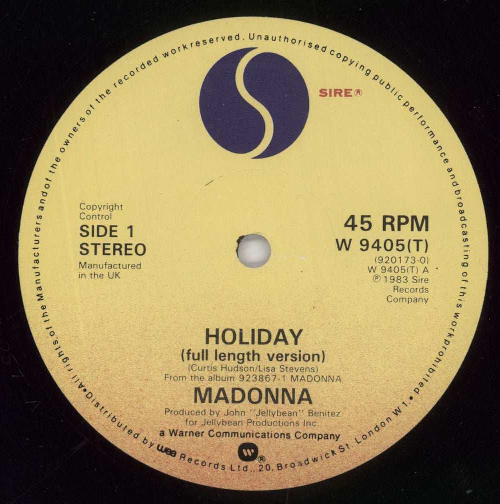 Madonna Holiday - Train Sleeve - EX UK 12" vinyl single (12 inch record / Maxi-single) MAD12HO303469