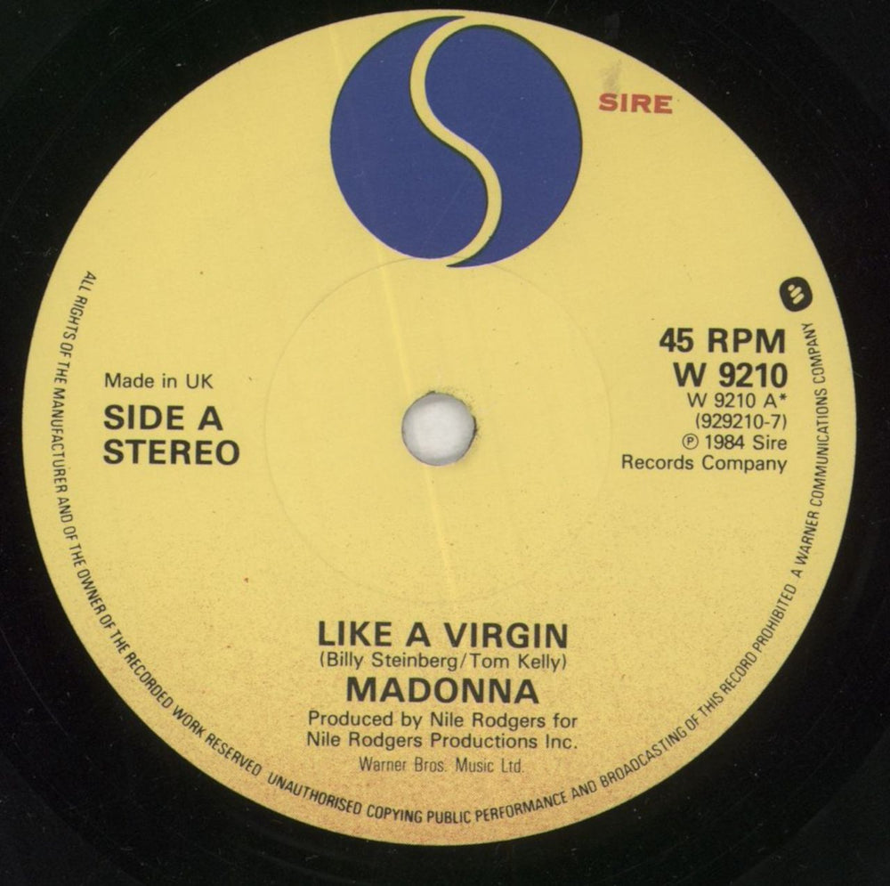 Madonna Like A Virgin - Solid - P/S UK 7" vinyl single (7 inch record / 45) MAD07LI559584