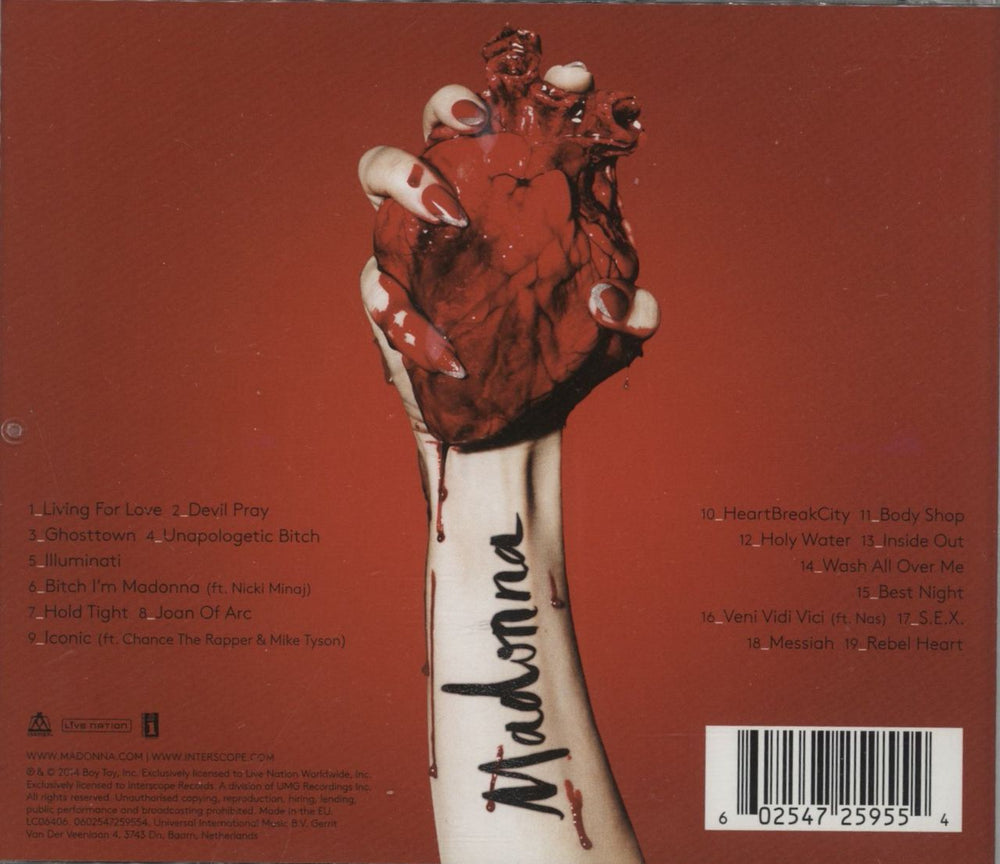 Madonna Rebel Heart: Deluxe Edition Dutch CD album (CDLP) 602547259554