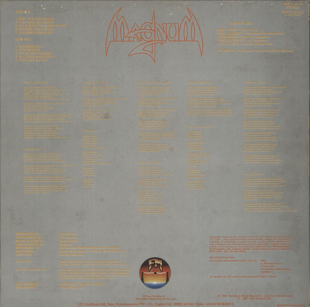 Magnum On A Storyteller's Night - Cream & Black Print Label UK vinyl LP album (LP record) 5016681103416