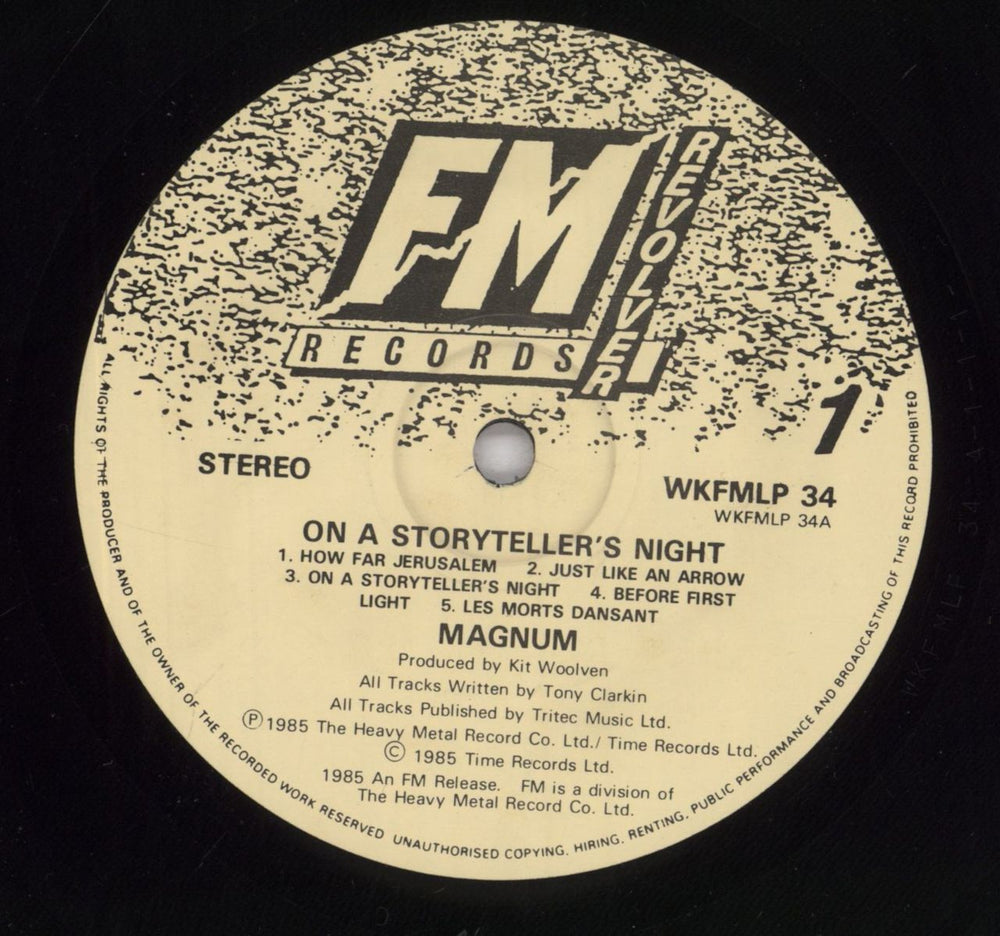 Magnum On A Storyteller's Night - Cream & Black Print Label UK vinyl LP album (LP record) MAGLPON835855