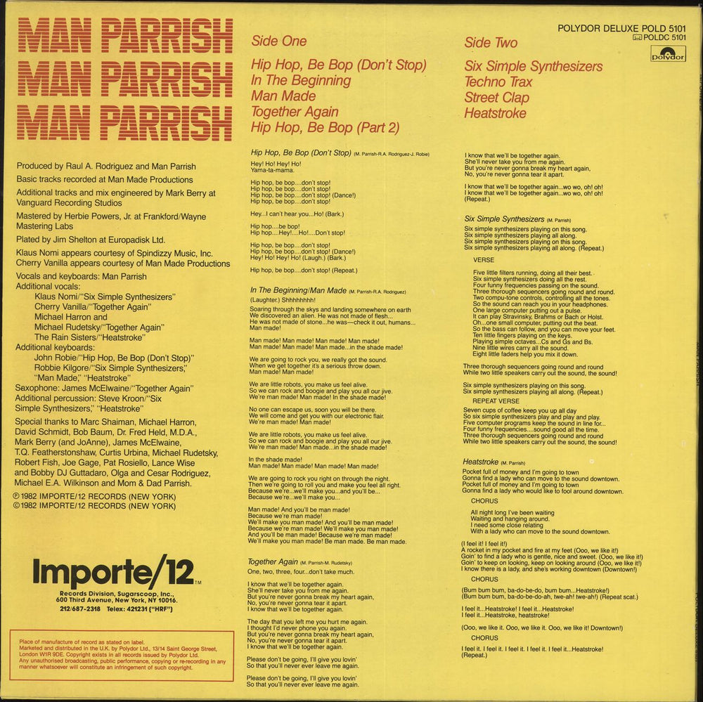 Man Parrish Man Parrish UK vinyl LP album (LP record)