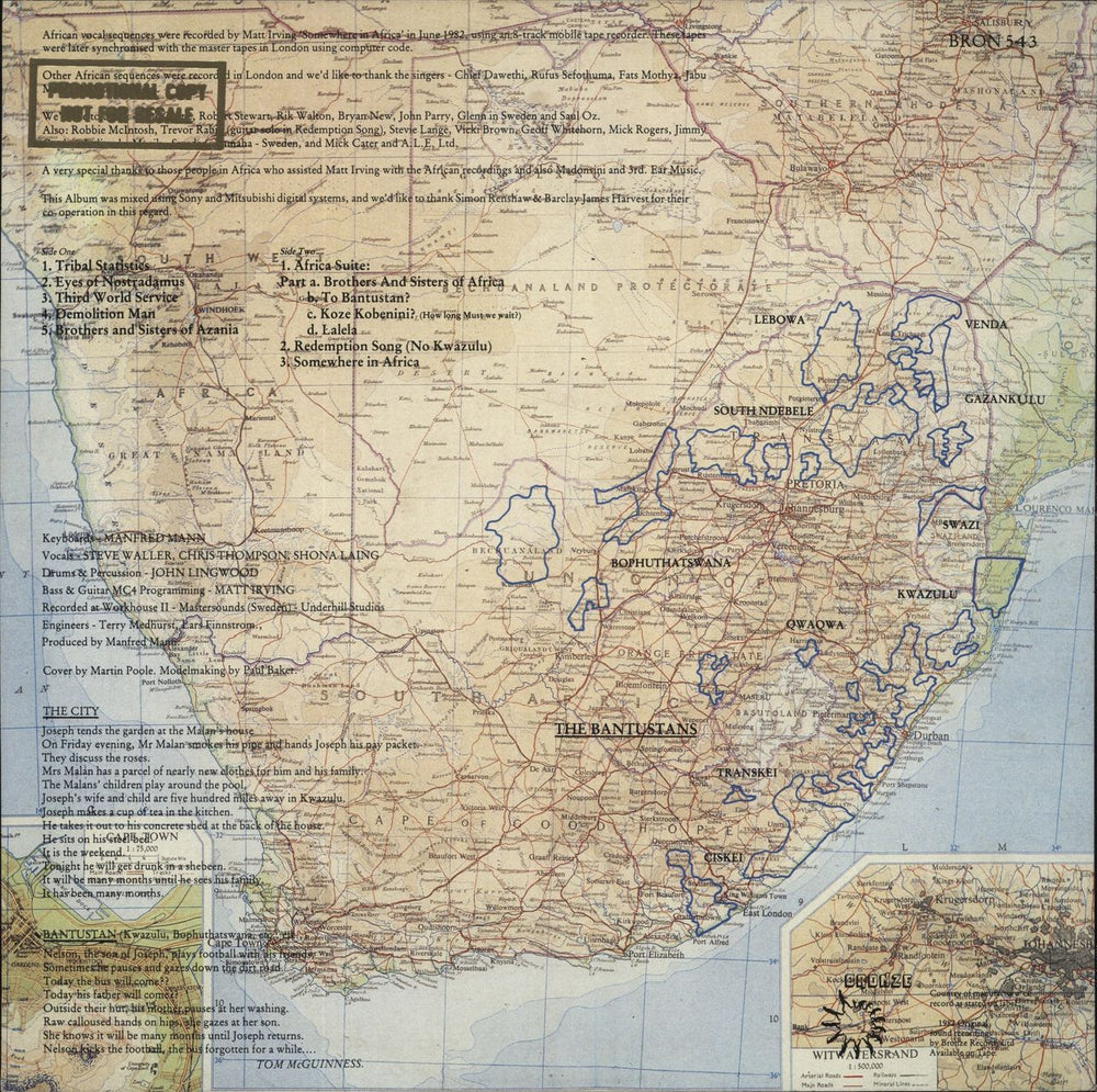 Manfred Mann's Earth Band Somewhere In Afrika - Gold Promo Stamped Sleeve UK vinyl LP album (LP record)