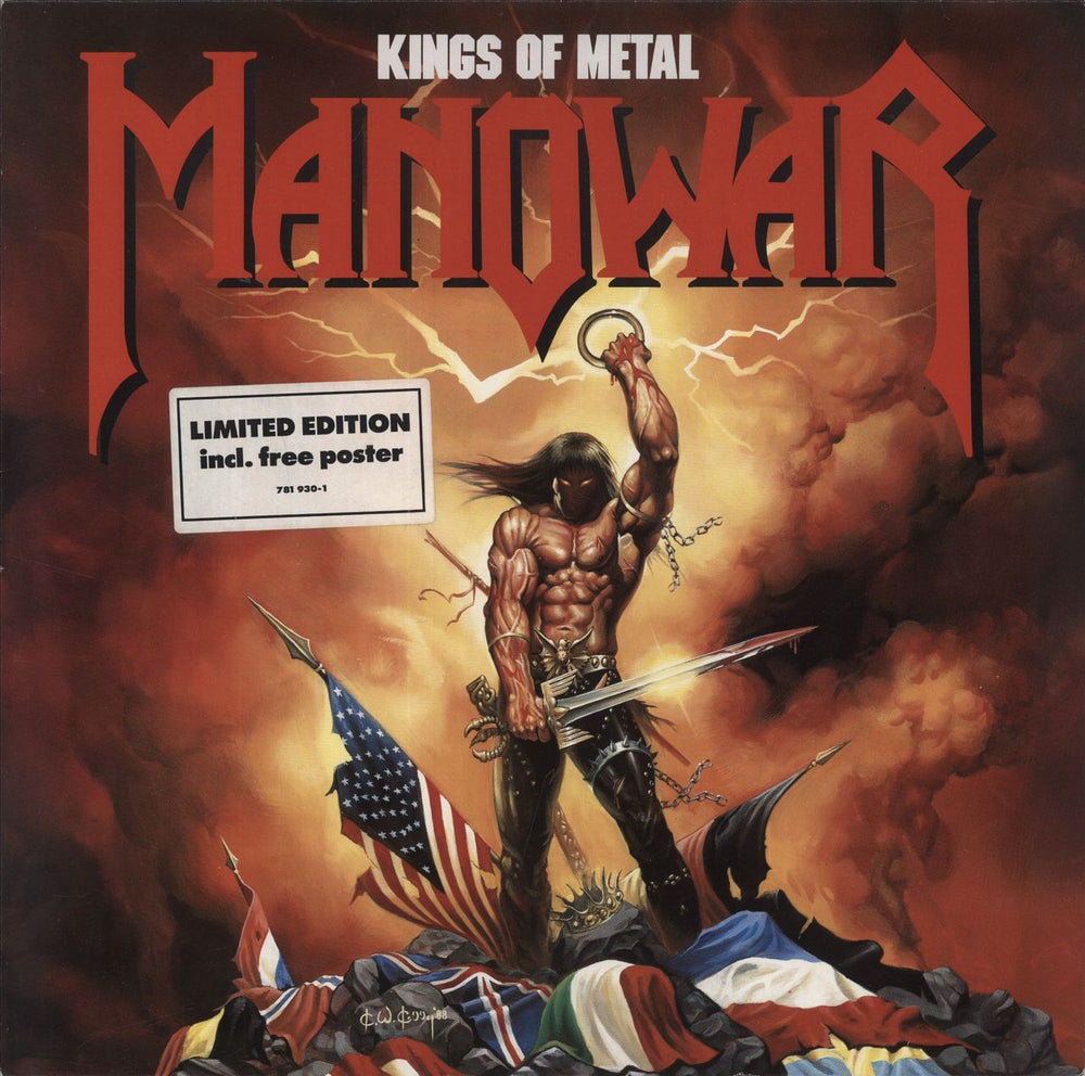 Manowar Kings Of Metal + Poster German vinyl LP album (LP record) 781930-1