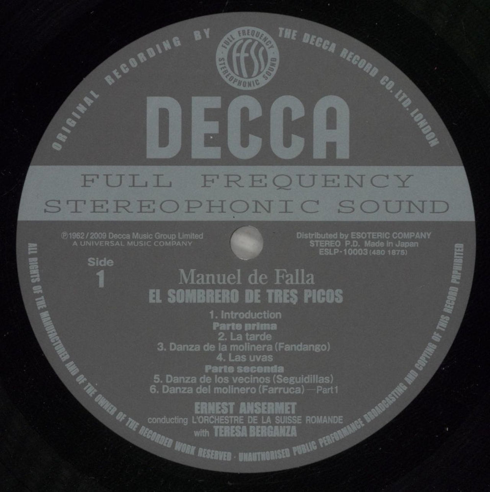 Manuel De Falla The Three Cornered Hat - 200gm Vinyl - Sealed Japanese vinyl LP album (LP record) M2FLPTH879160