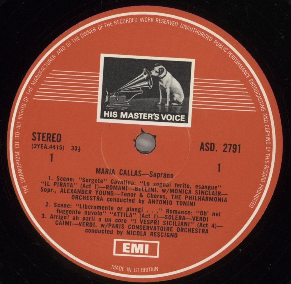 Maria Callas Arias from Aida, Un Ballo in Maschere, I Vespri Siciliani... UK vinyl LP album (LP record) M44LPAR879495