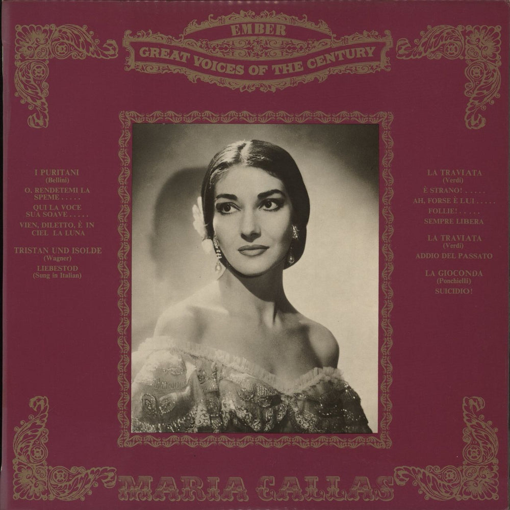 Maria Callas Maria Callas UK vinyl LP album (LP record) GVC16