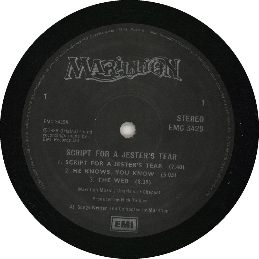 Marillion Script For A Jester's Tear - Black label UK vinyl LP album (LP record) MARLPSC169163