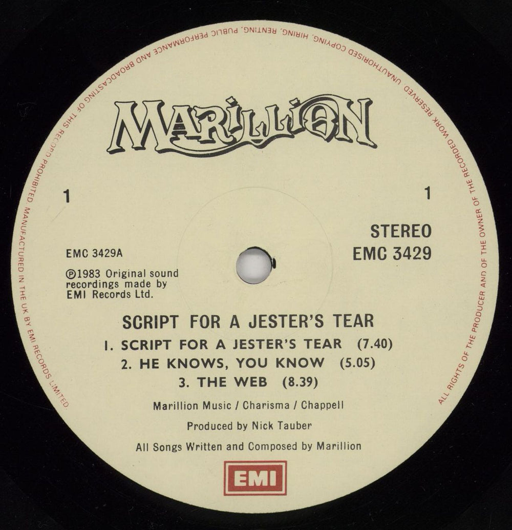 Marillion Script For A Jester's Tear - Cream label - EX UK vinyl LP album (LP record) MARLPSC757201