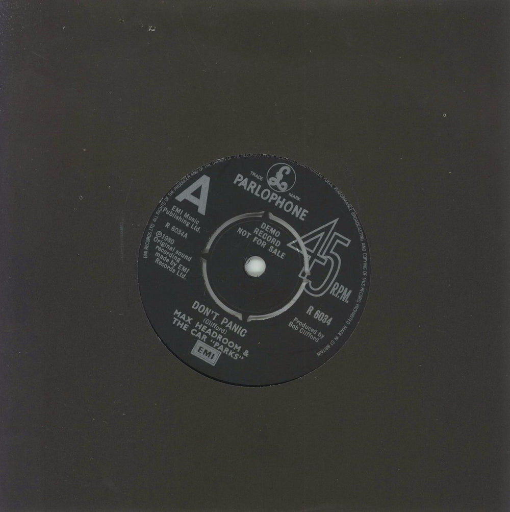 Max Headroom Don't Panic UK 7" vinyl single (7 inch record / 45) R6034