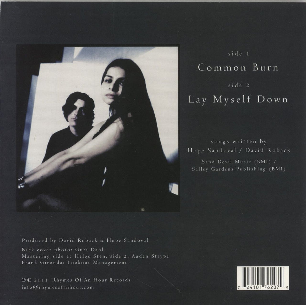 Mazzy Star Common Burn/ Lay Myself Down - Blue Transparent Vinyl US 7" vinyl single (7 inch record / 45) 724101762079