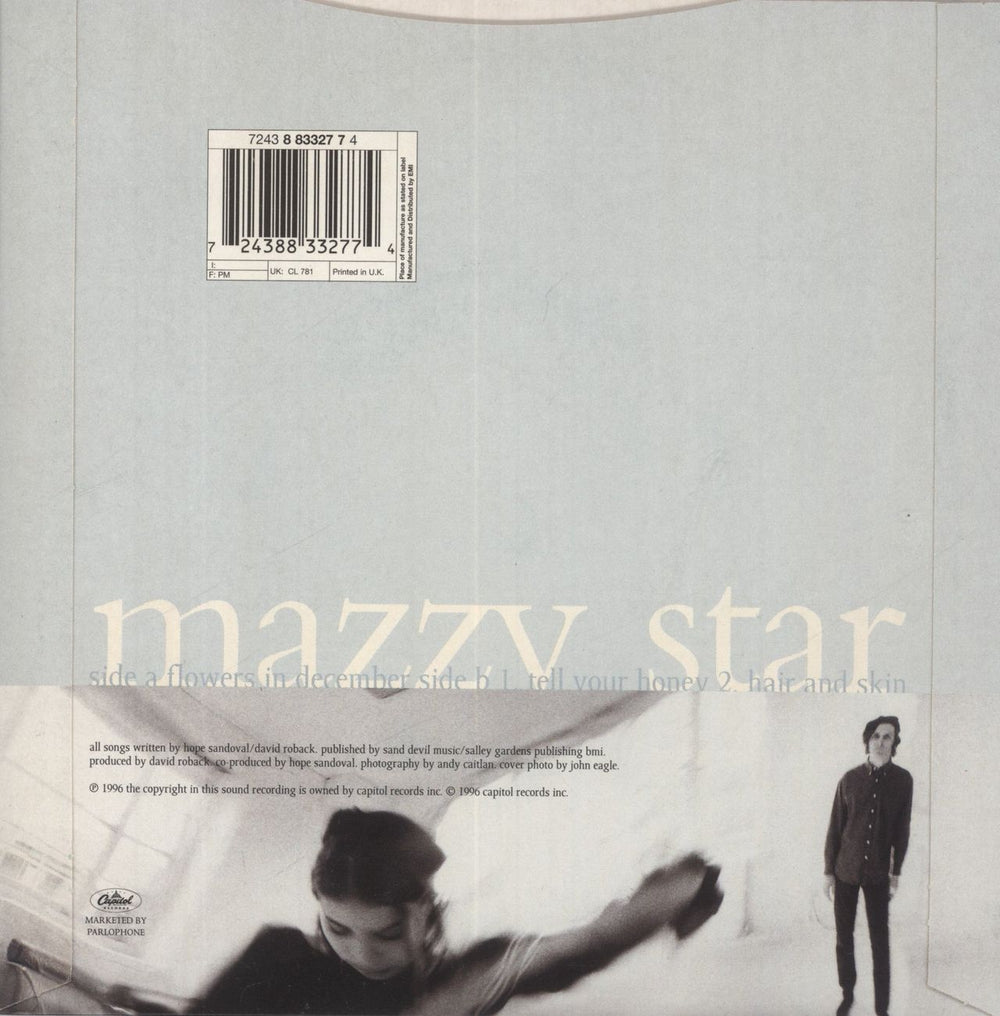 Mazzy Star Flowers In December - Blue Vinyl UK 7" vinyl single (7 inch record / 45) 724388332774