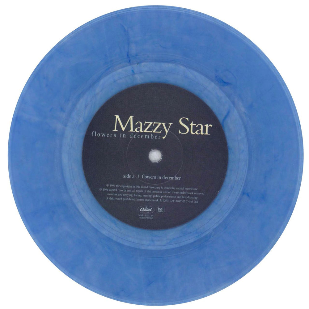 Mazzy Star Flowers In December - Blue Vinyl UK 7" vinyl single (7 inch record / 45) MZZ07FL397594