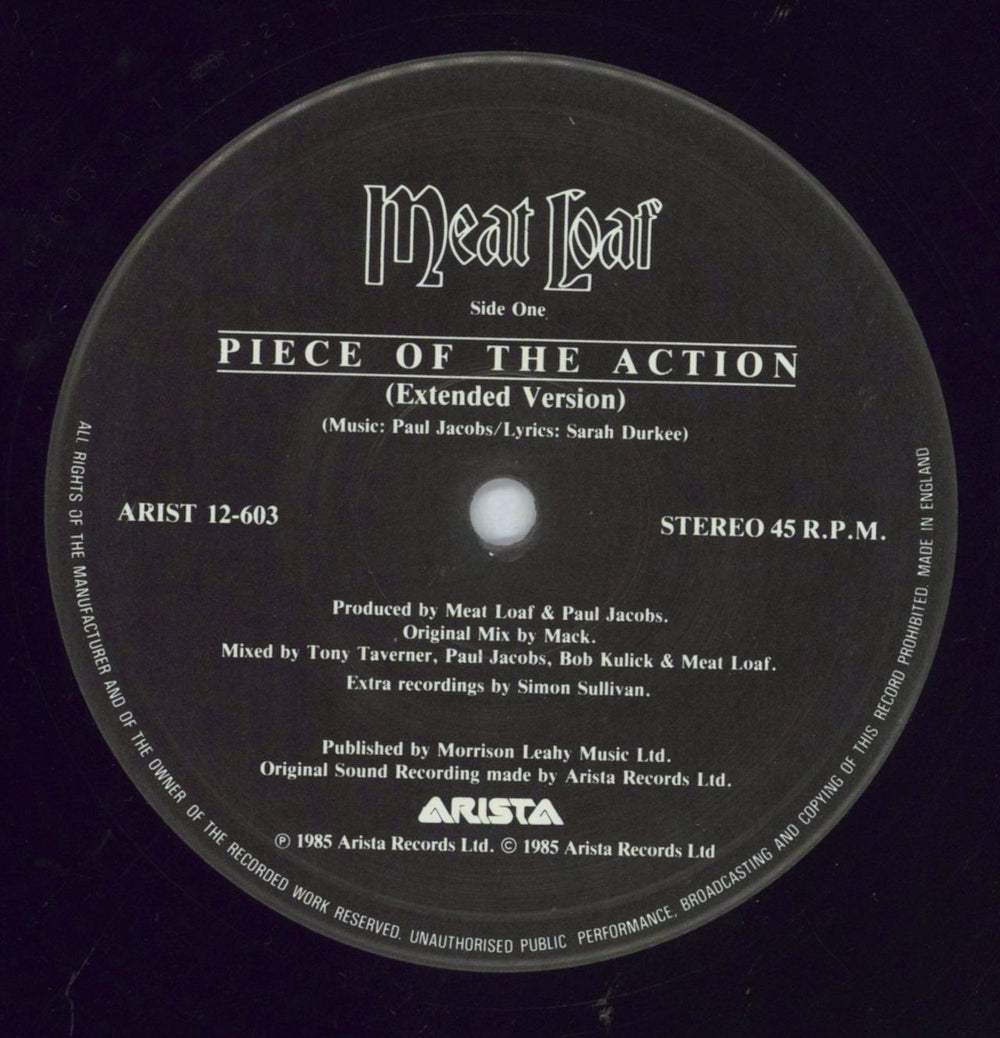 Meat Loaf Piece Of The Action + Poster + Bonus 12" UK 12" vinyl single (12 inch record / Maxi-single)