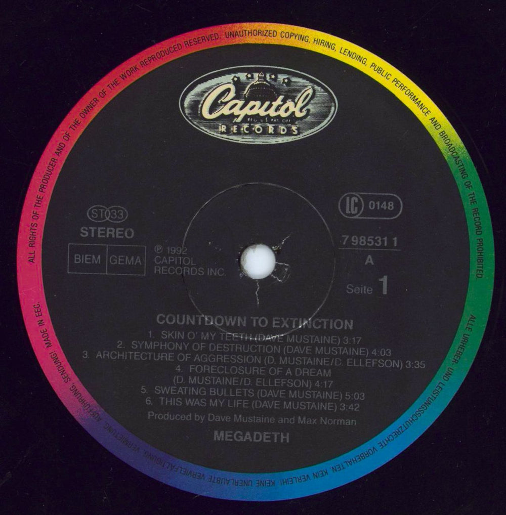 Megadeth Countdown To Extinction - EX UK vinyl LP album (LP record) MEGLPCO616551