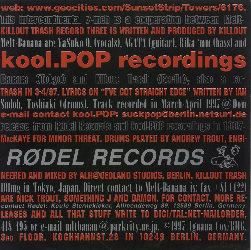 Melt Banana Most Wanted World Wide sp German 7" vinyl single (7 inch record / 45)