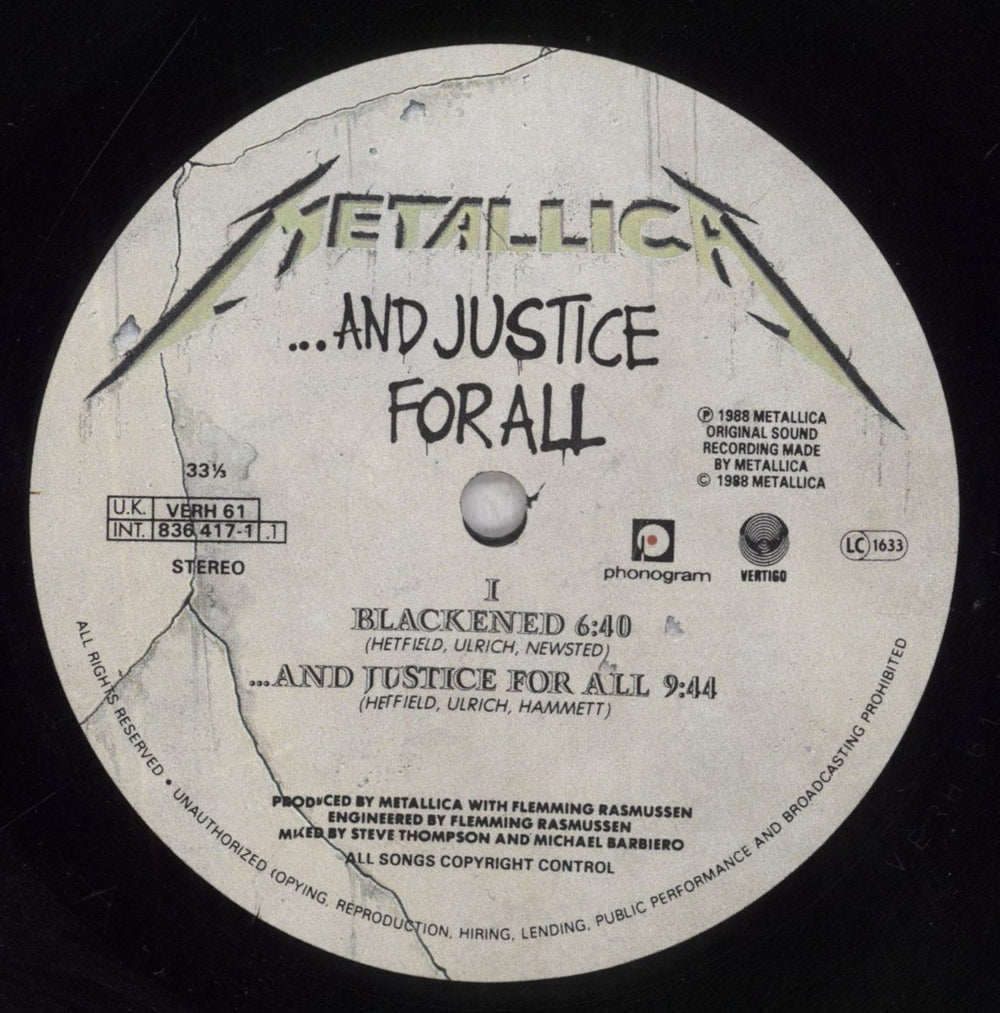 Metallica ...And Justice For All + Inners - VG UK 2-LP vinyl record set (Double LP Album) MET2LAN838900