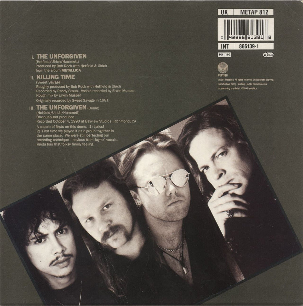 Metallica The Unforgiven + Back Inlay UK 7" vinyl picture disc (7 inch picture disc single) 042286613918