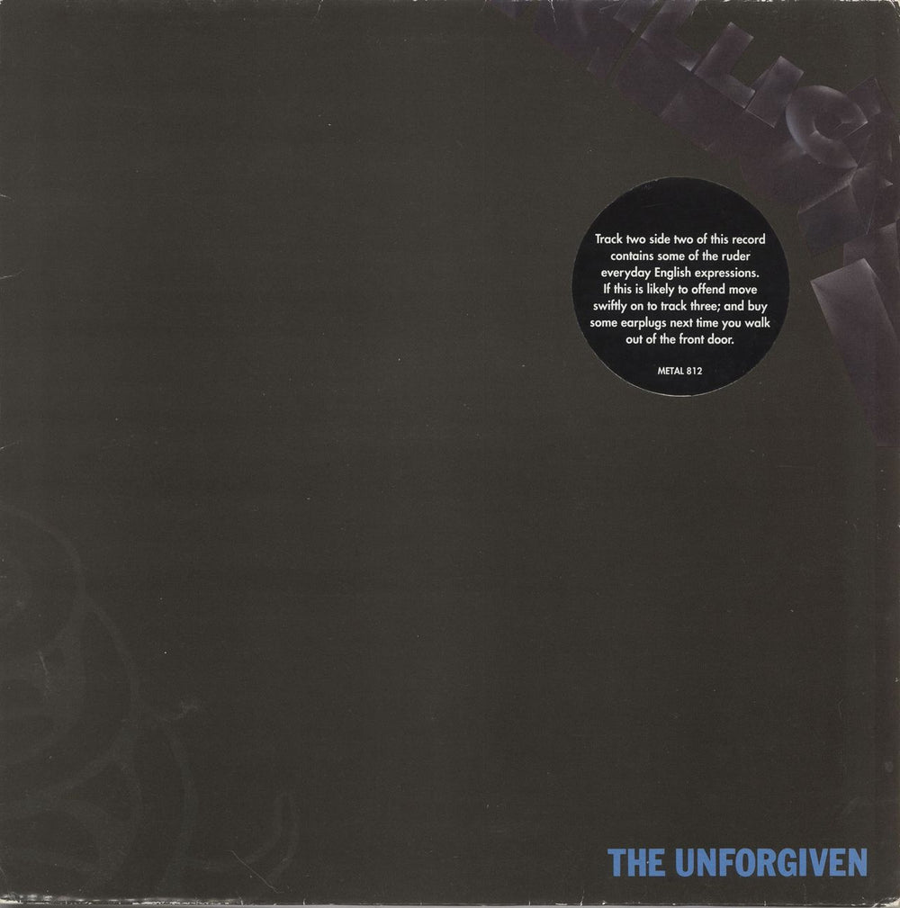 Metallica The Unforgiven - warning stickered p/s - EX UK 12" vinyl single (12 inch record / Maxi-single) METAL812