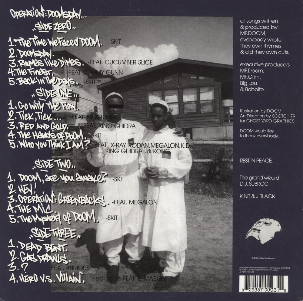 MF Doom Operation: Doomsday + Poster US 2-LP vinyl record set (Double LP Album) 829357009319