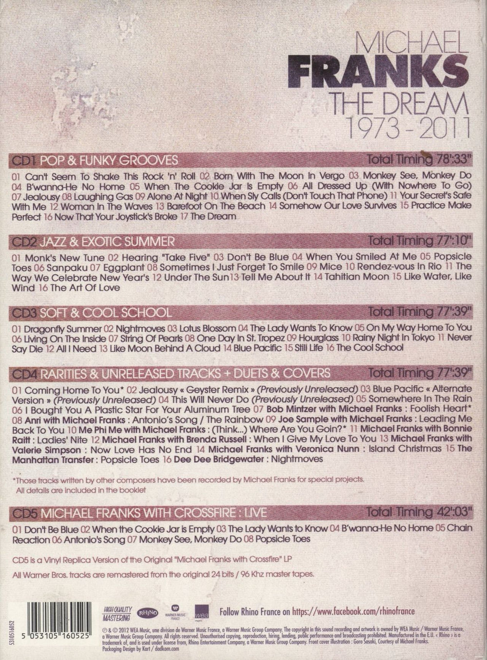 Michael Franks The Dream 1973-2011 French 5-CD album set 5053105160525