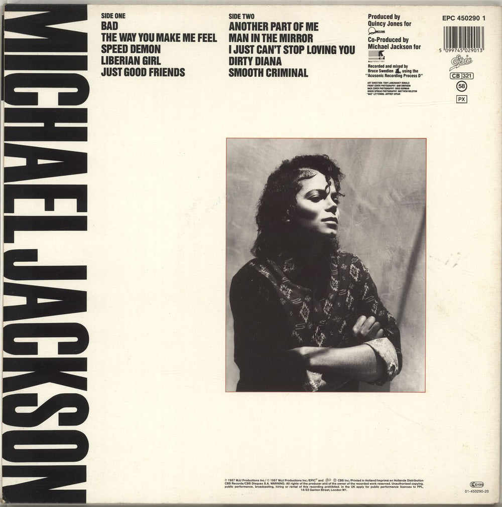 Michael Jackson Bad - EX Dutch vinyl LP album (LP record) 5099745029013