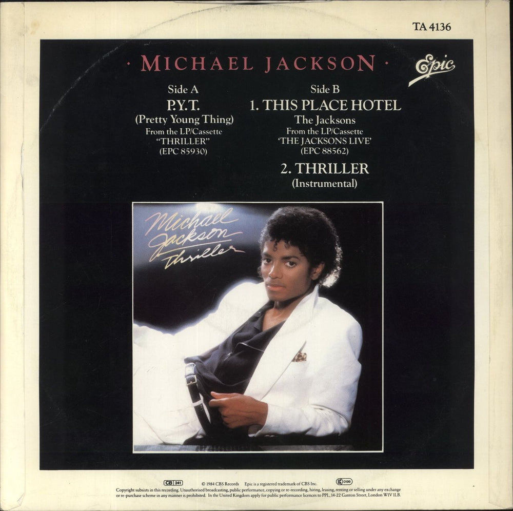 Michael Jackson P.Y.T. (Pretty Young Thing) - P/s UK 12" vinyl single (12 inch record / Maxi-single)